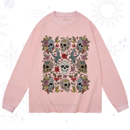 Purplehecate Skull Floral Long Sleeve T-Shirt