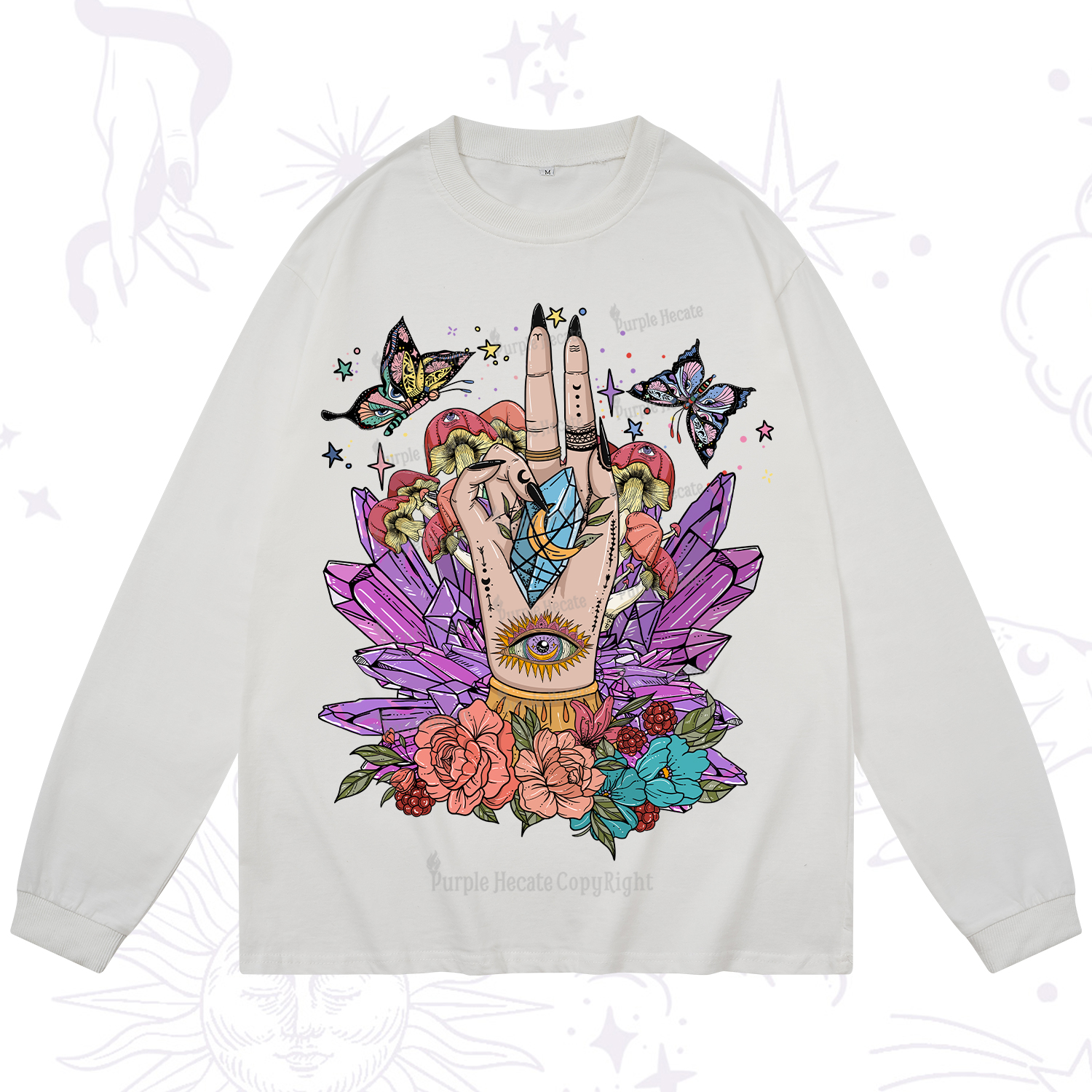 Purplehecate Mystic Crystal Divination Long Sleeve T-Shirt