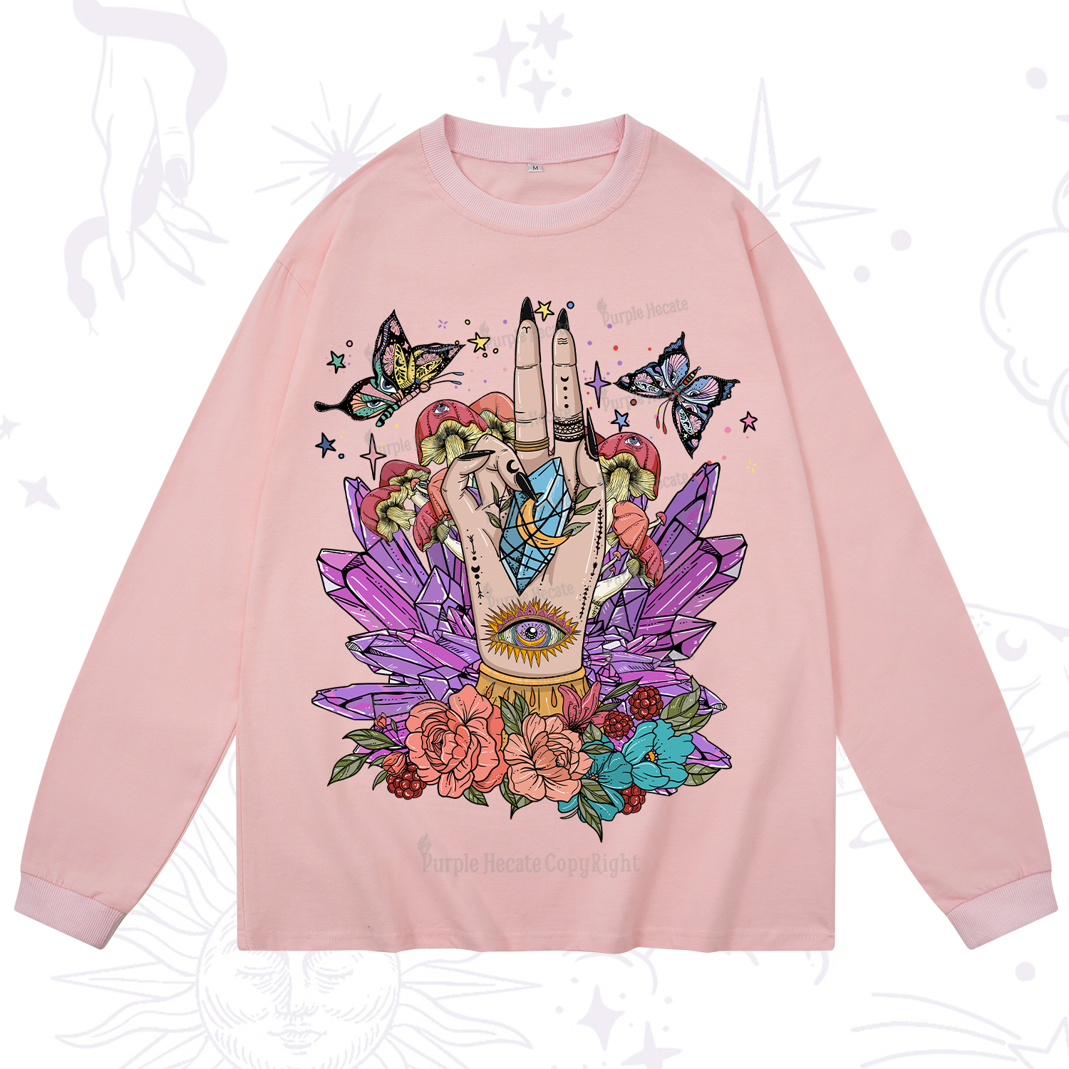 Purplehecate Mystic Crystal Divination Long Sleeve T-Shirt