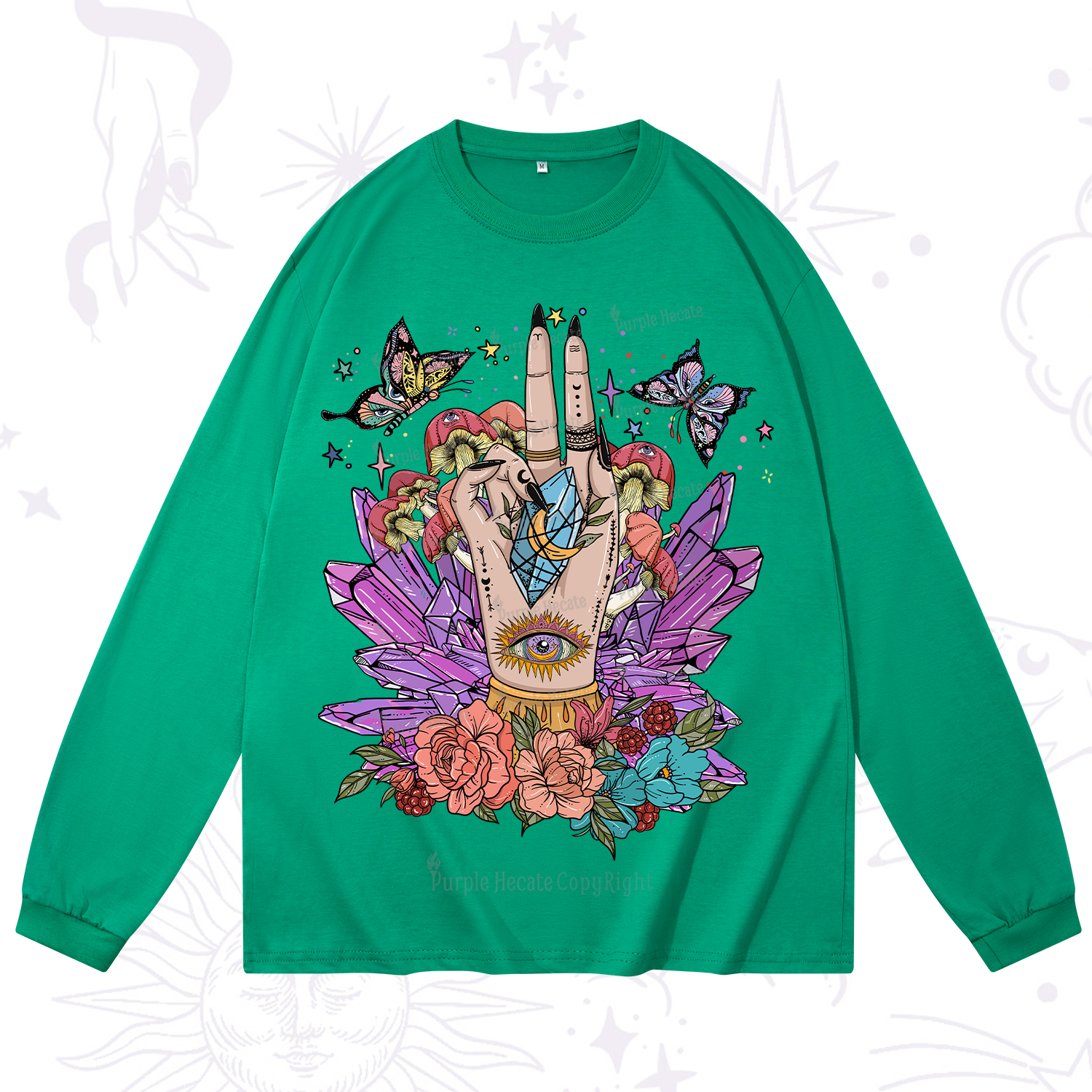 Purplehecate Mystic Crystal Divination Long Sleeve T-Shirt