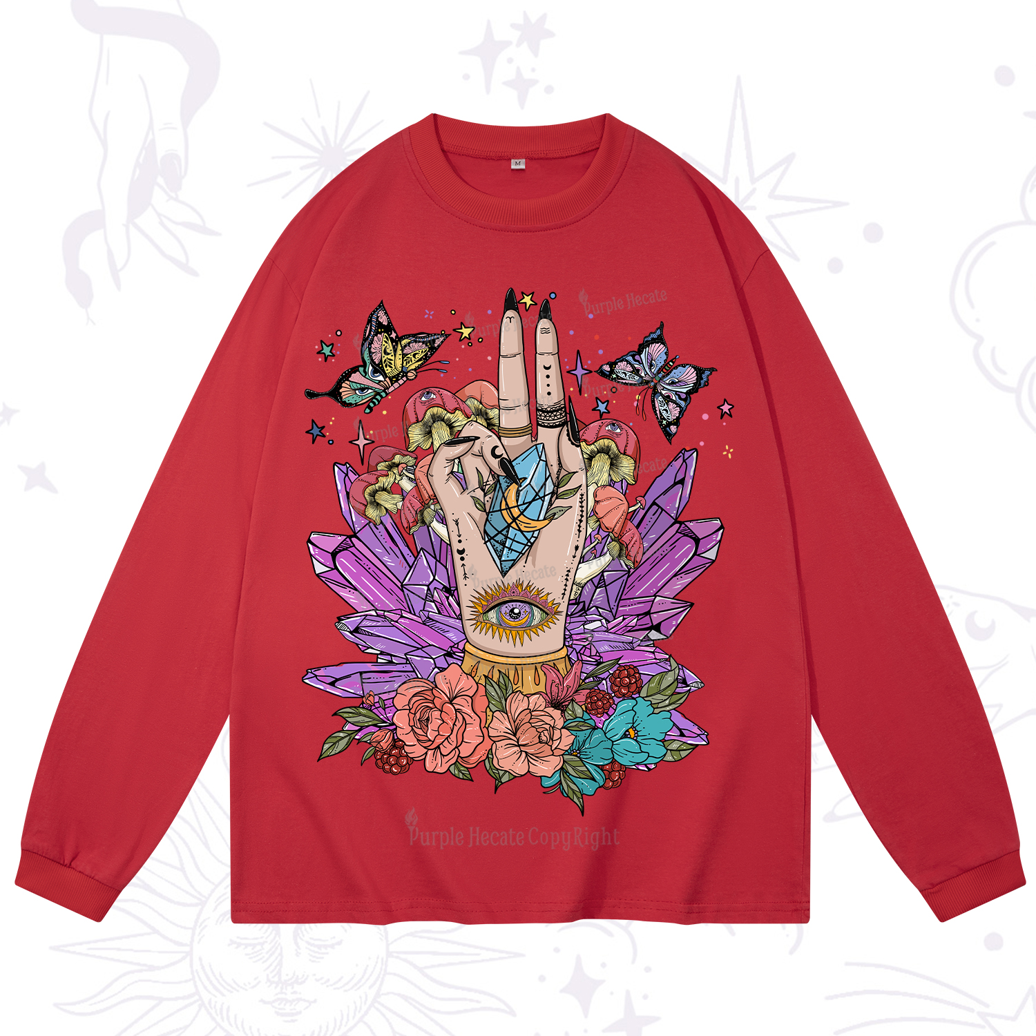 Purplehecate Mystic Crystal Divination Long Sleeve T-Shirt