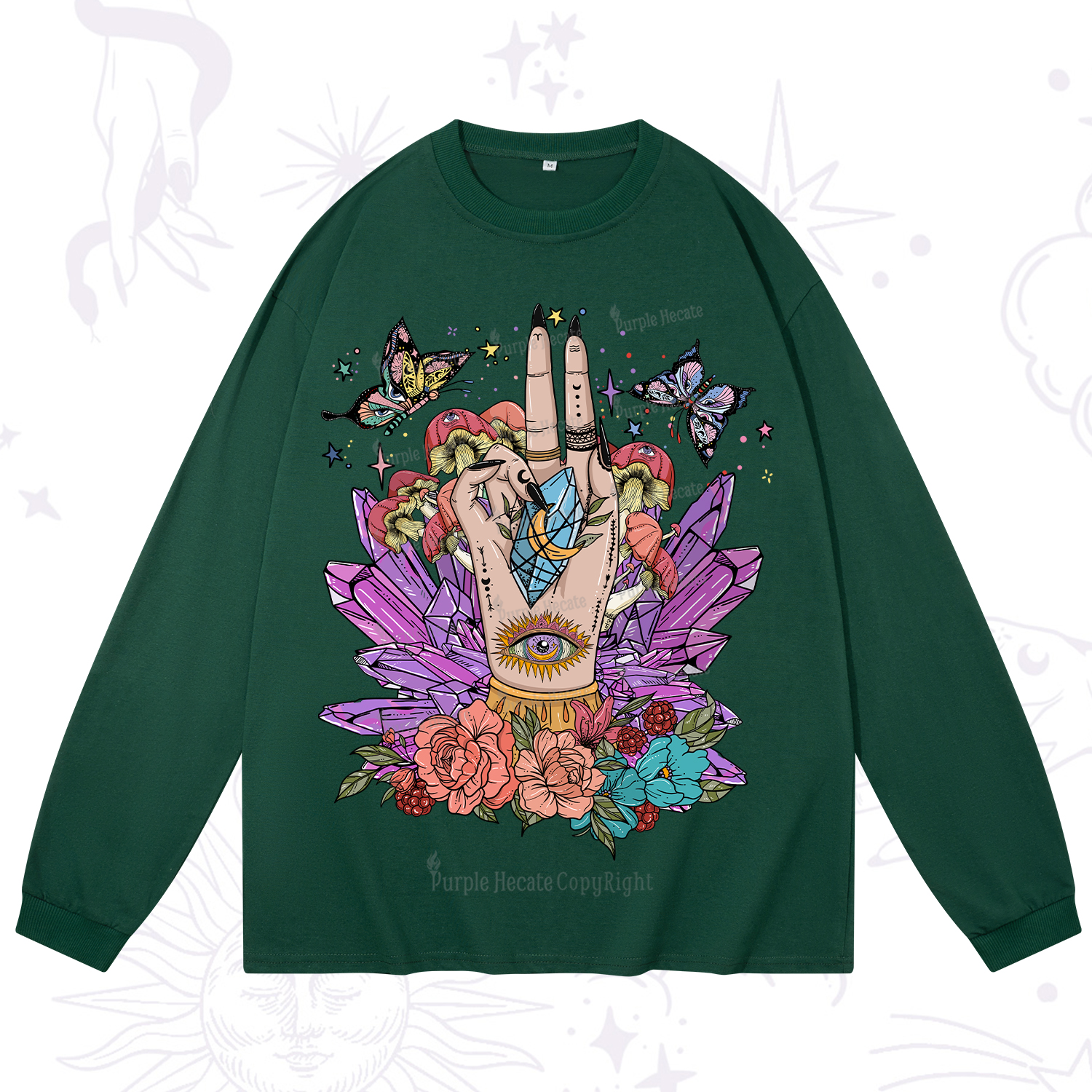Purplehecate Mystic Crystal Divination Long Sleeve T-Shirt