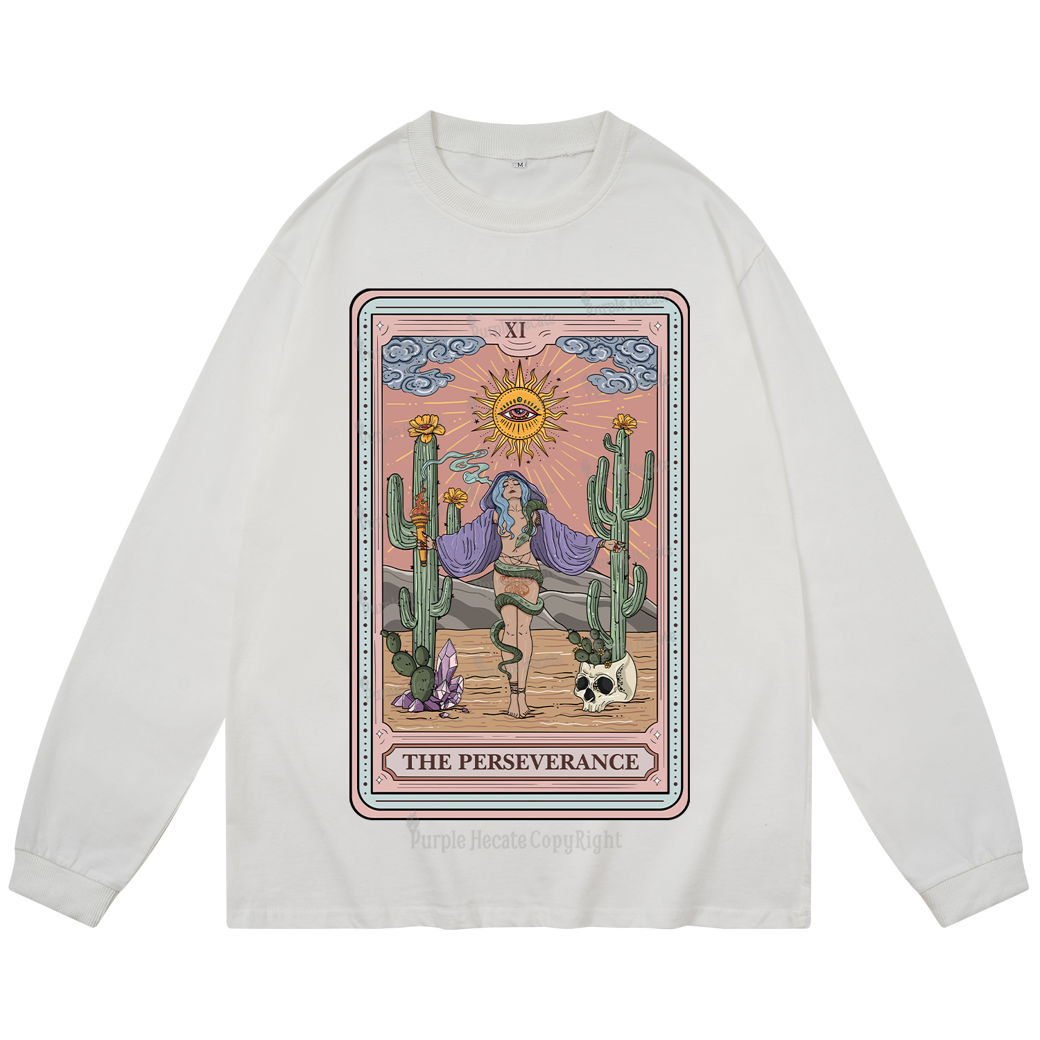 Purplehecate The Perseverance Tarot Card Long Sleeve T-Shirt