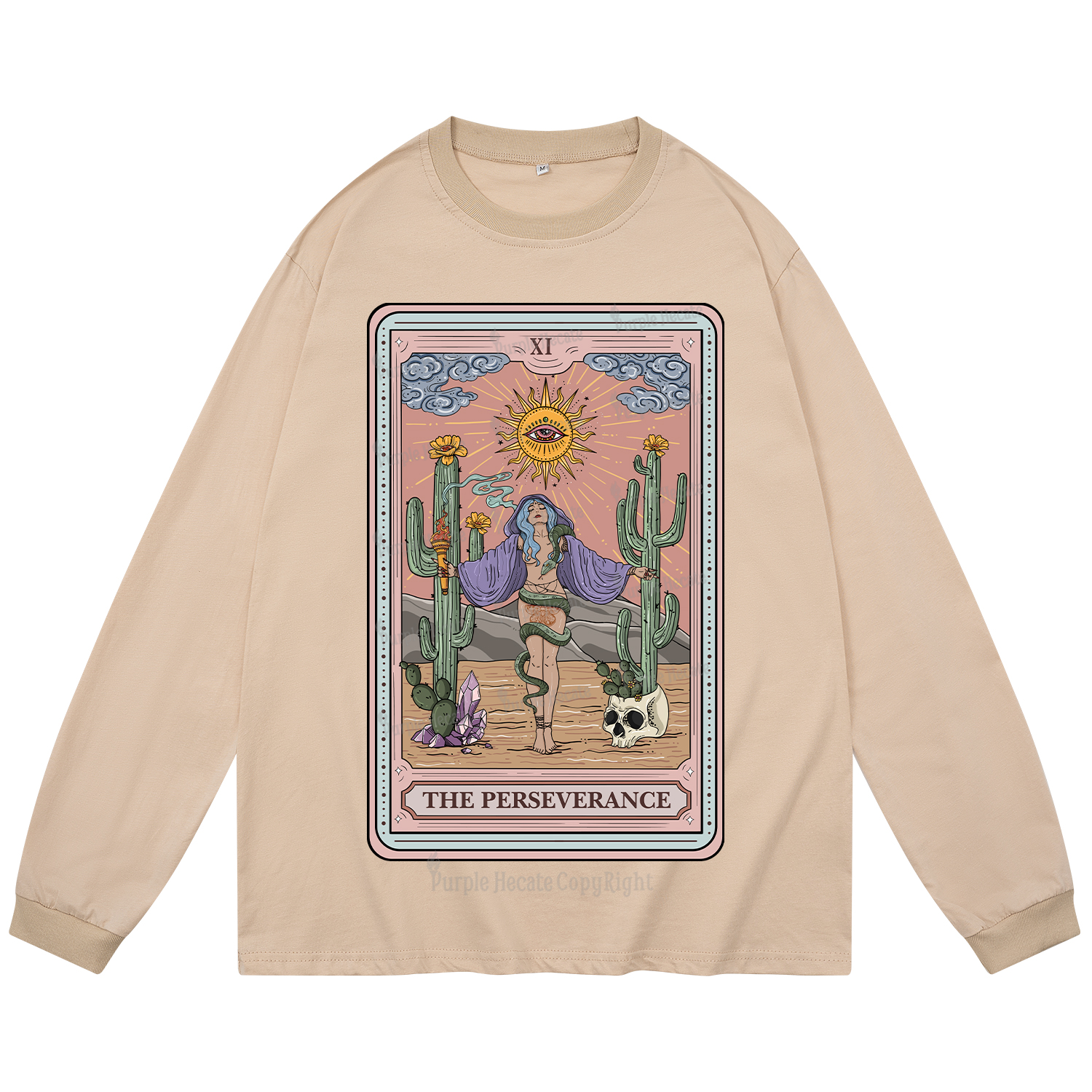 Purplehecate The Perseverance Tarot Card Long Sleeve T-Shirt
