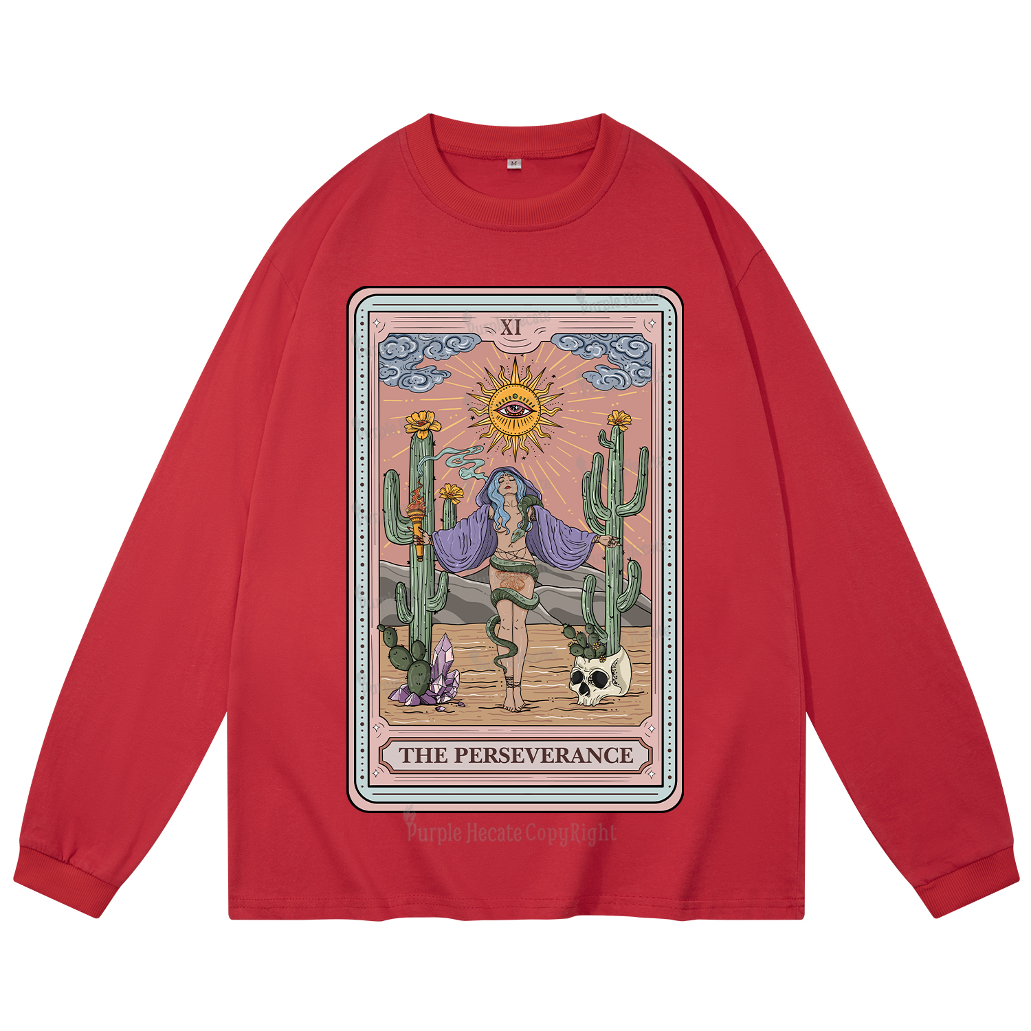Purplehecate The Perseverance Tarot Card Long Sleeve T-Shirt