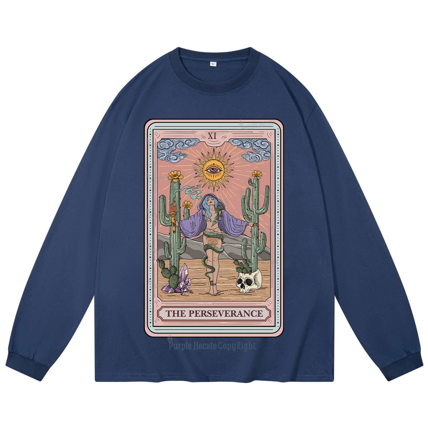 Purplehecate The Perseverance Tarot Card Long Sleeve T-Shirt