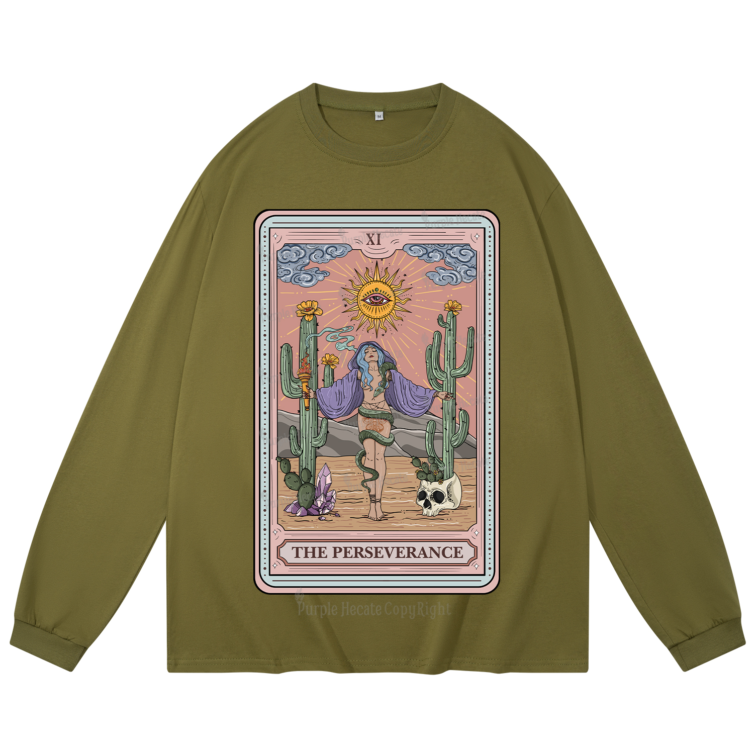 Purplehecate The Perseverance Tarot Card Long Sleeve T-Shirt