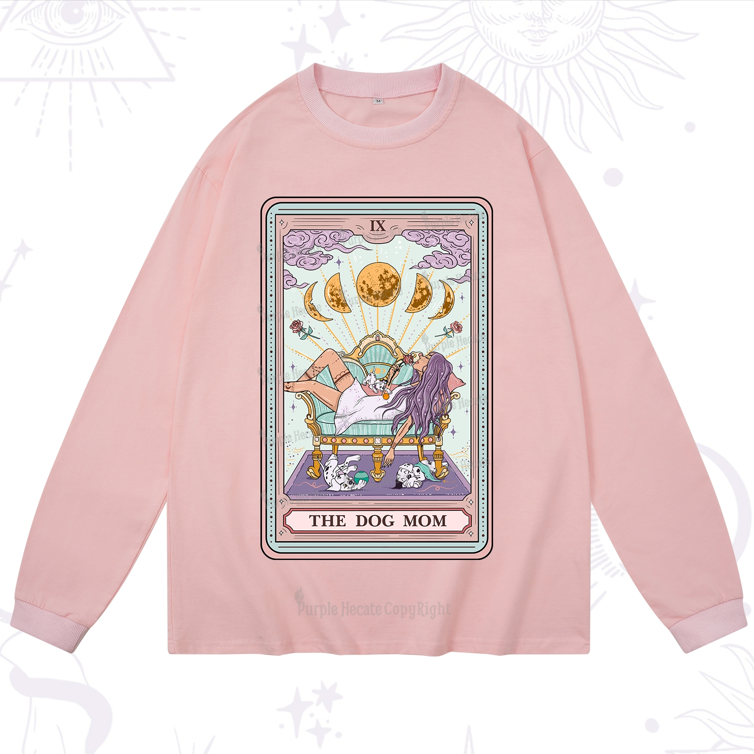 Purplehecate The Dog Mom Tarot Card Long Sleeve T-Shirt