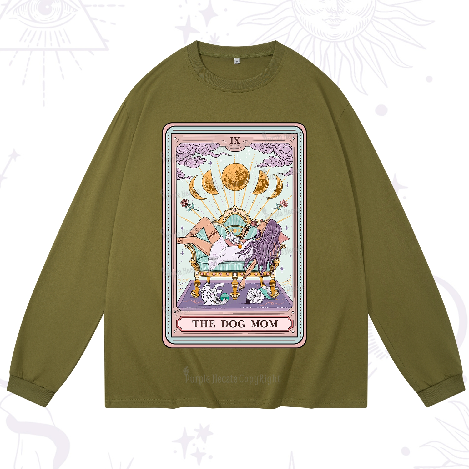 Purplehecate The Dog Mom Tarot Card Long Sleeve T-Shirt