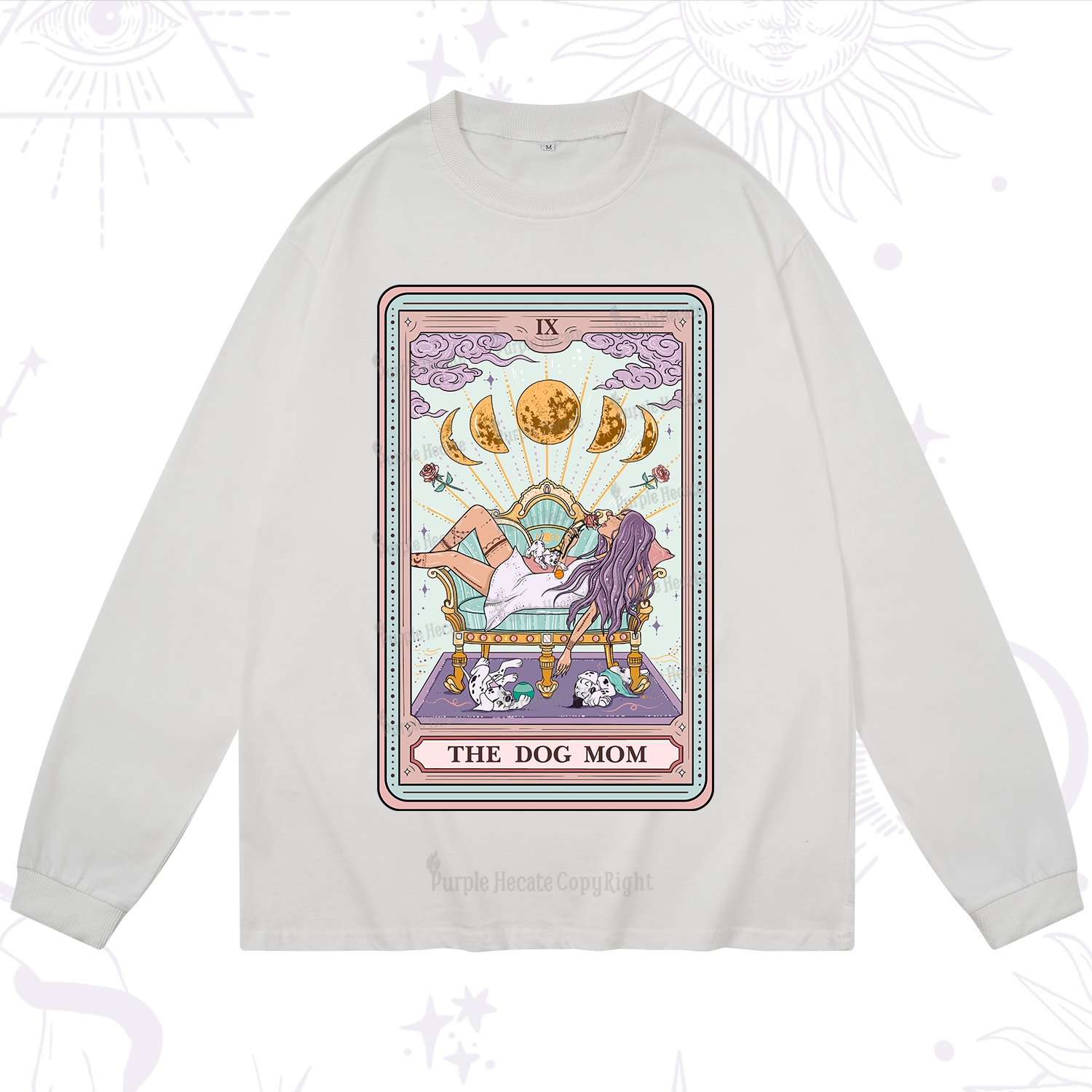 Purplehecate The Dog Mom Tarot Card Long Sleeve T-Shirt