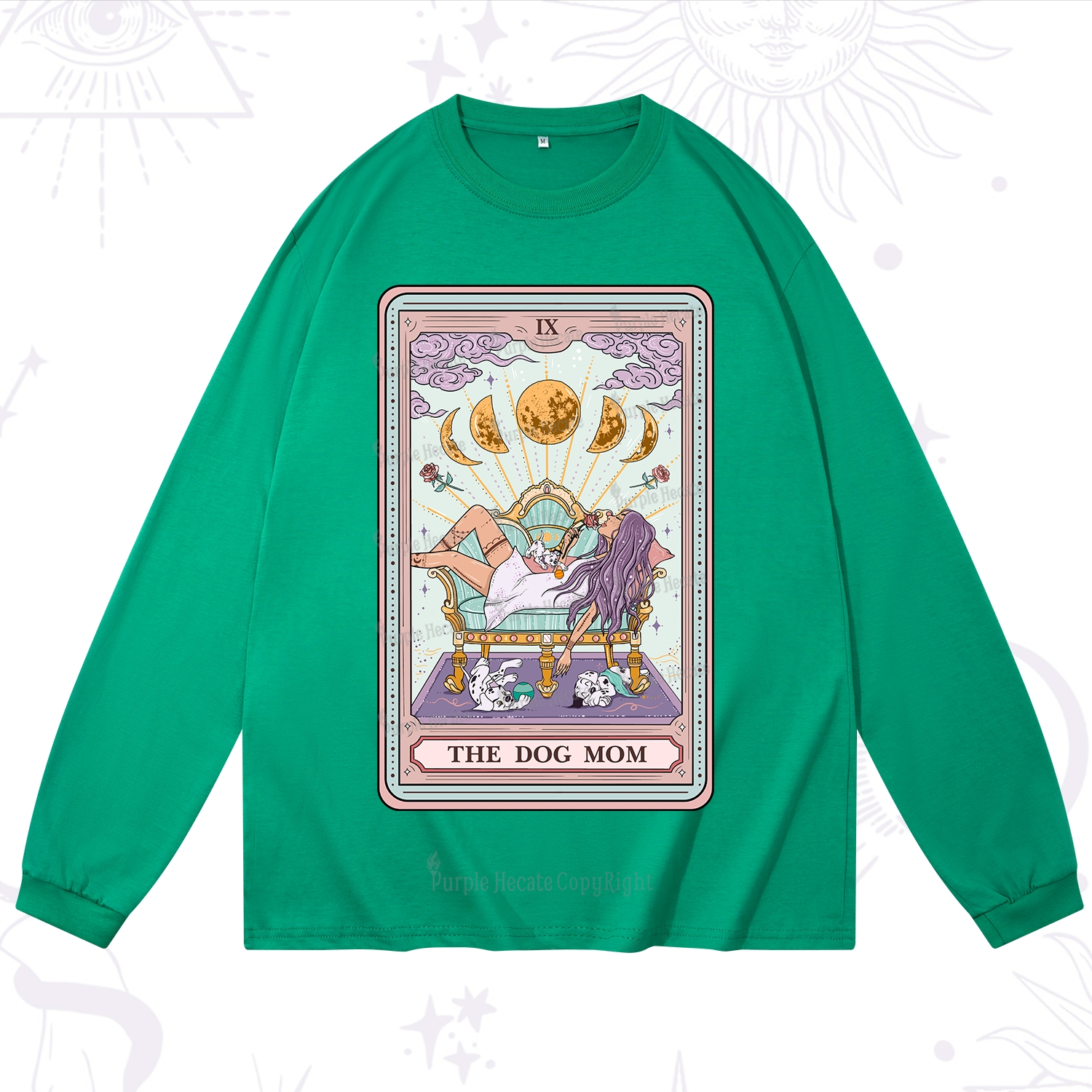 Purplehecate The Dog Mom Tarot Card Long Sleeve T-Shirt
