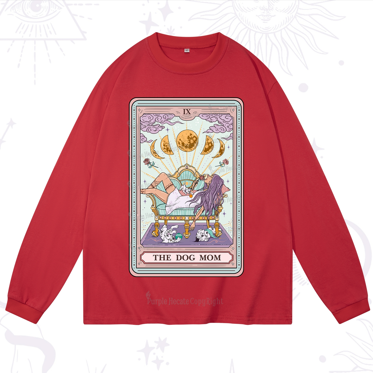 Purplehecate The Dog Mom Tarot Card Long Sleeve T-Shirt