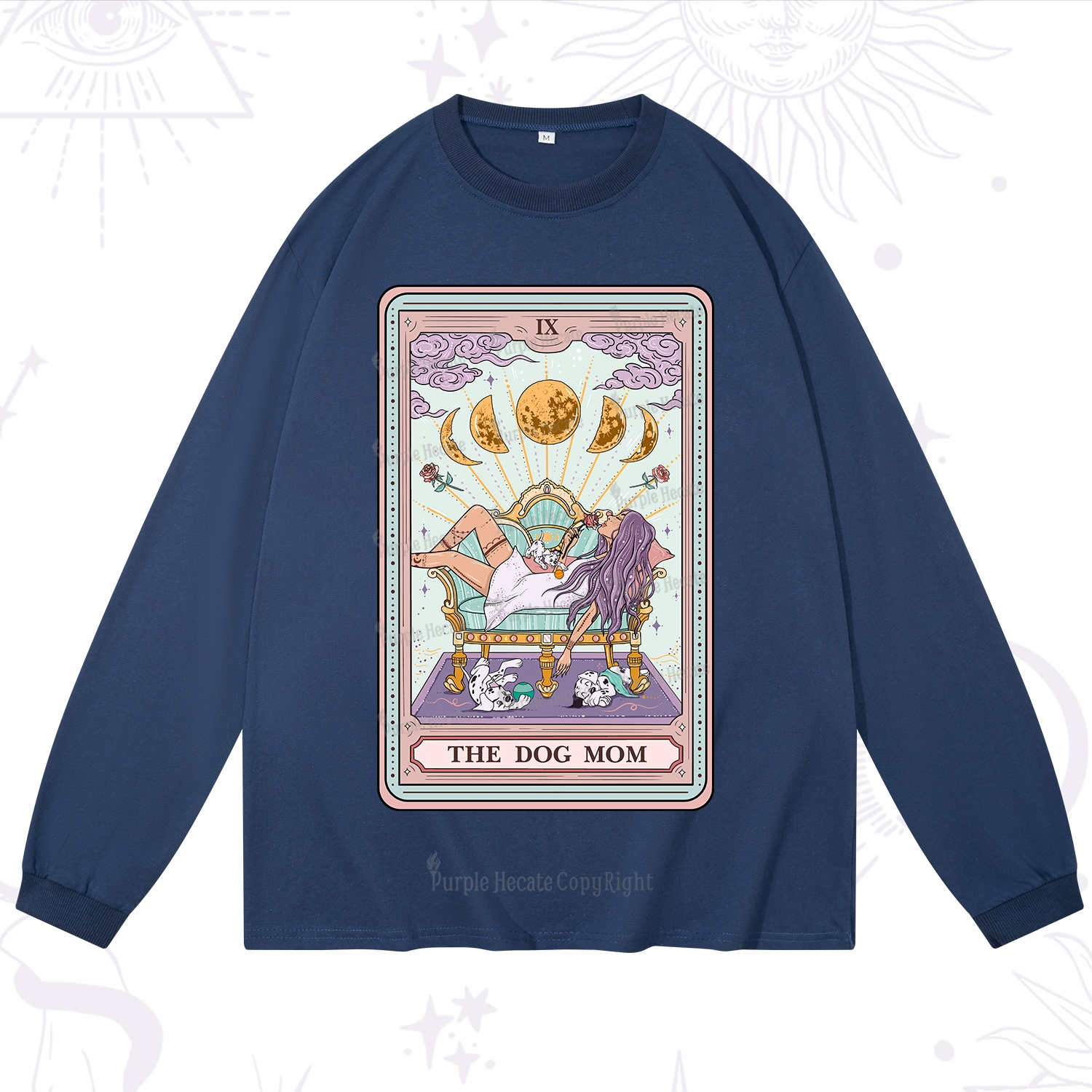 Purplehecate The Dog Mom Tarot Card Long Sleeve T-Shirt