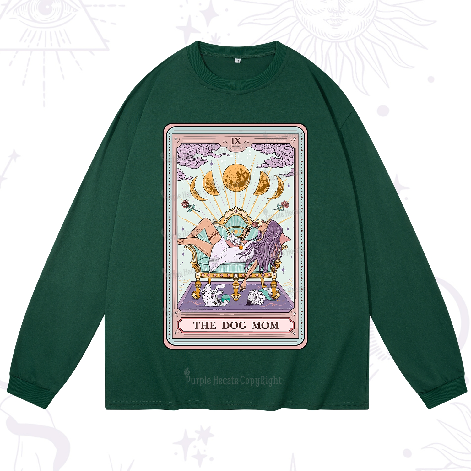 Purplehecate The Dog Mom Tarot Card Long Sleeve T-Shirt