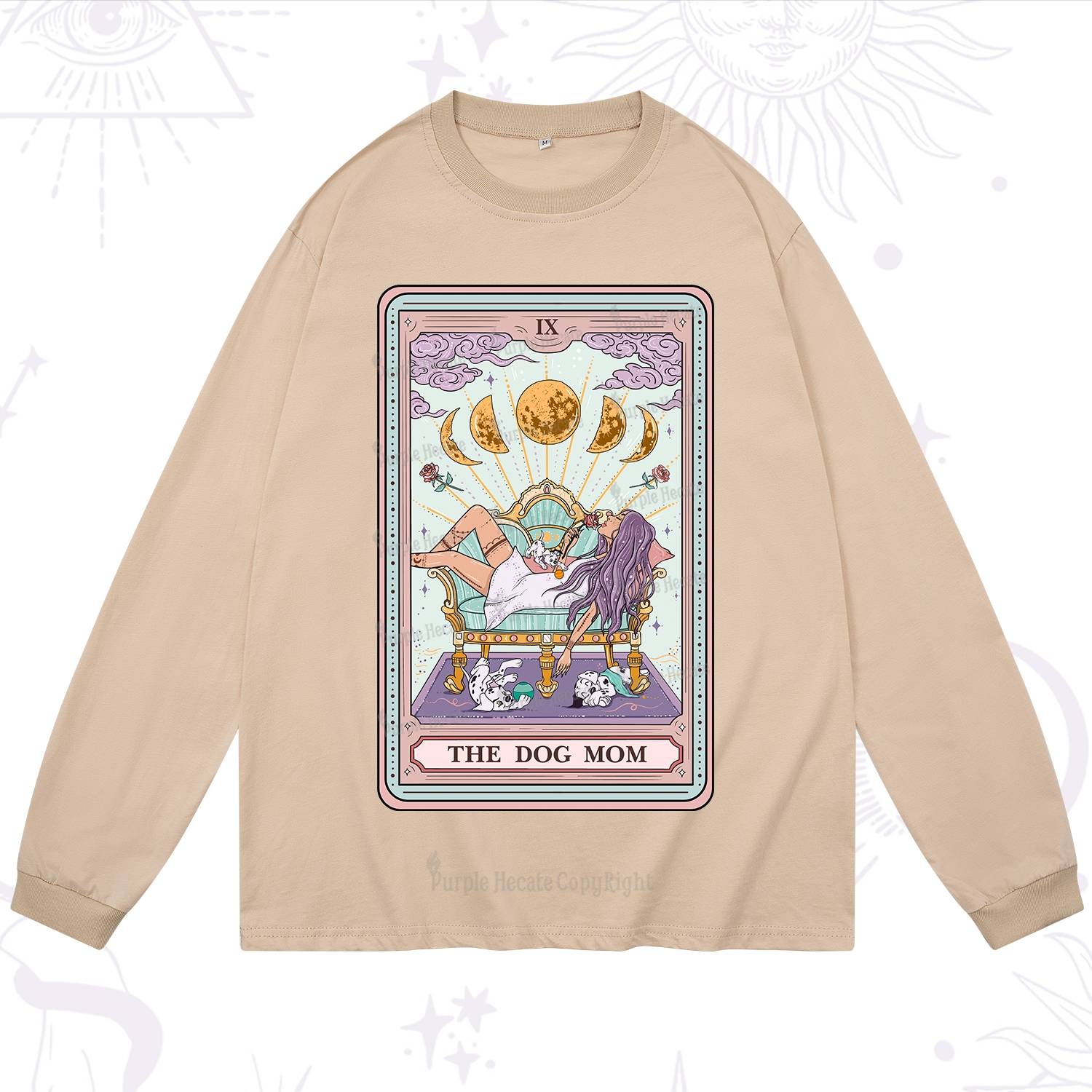 Purplehecate The Dog Mom Tarot Card Long Sleeve T-Shirt
