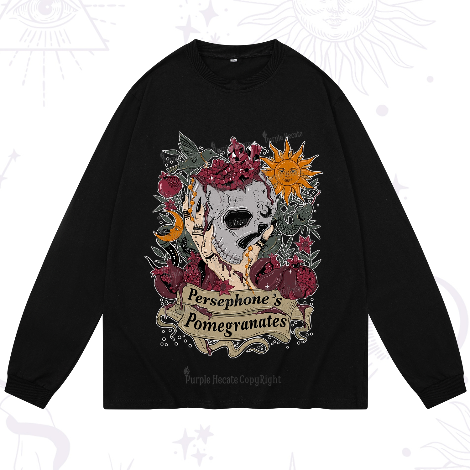 Purplehecate Persephone's Pomegranates Long Sleeve T-Shirt
