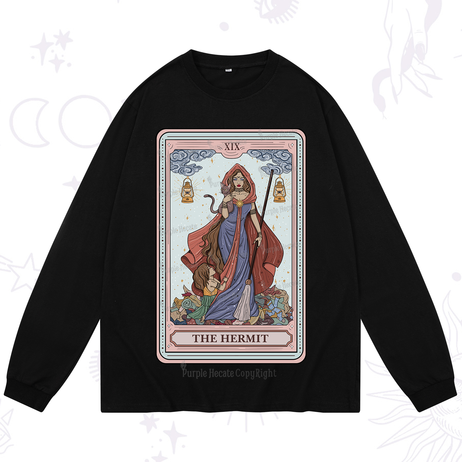 Purplehecate The Hermit Tarot Card Long Sleeve T-Shirt