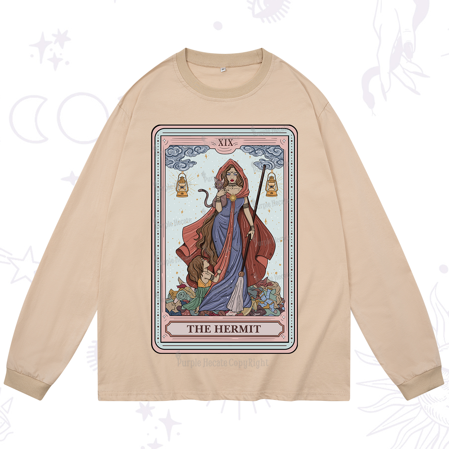 Purplehecate The Hermit Tarot Card Long Sleeve T-Shirt