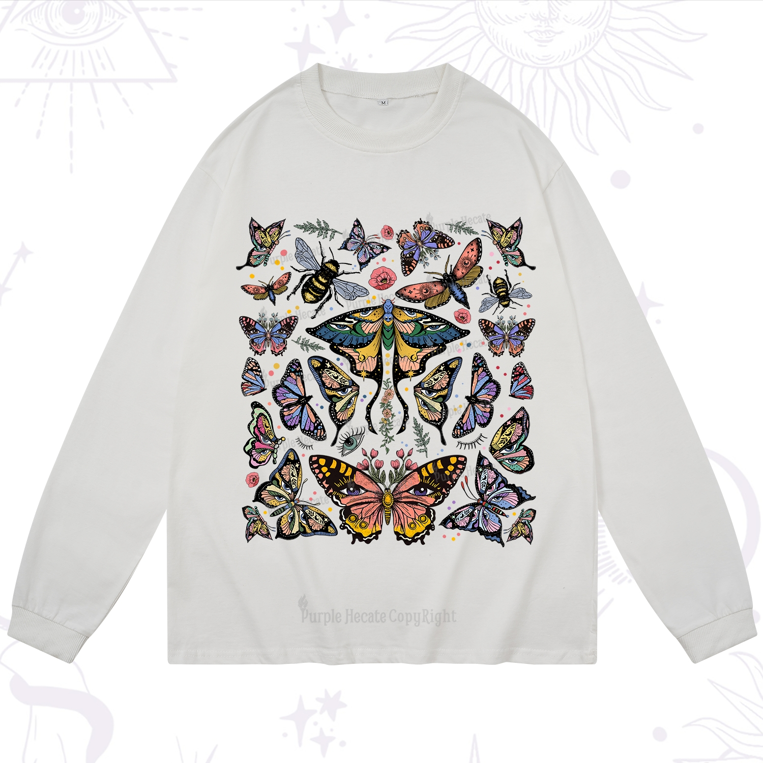 Purplehecate Mystical Butterfly & Moth Long Sleeve T-Shirt
