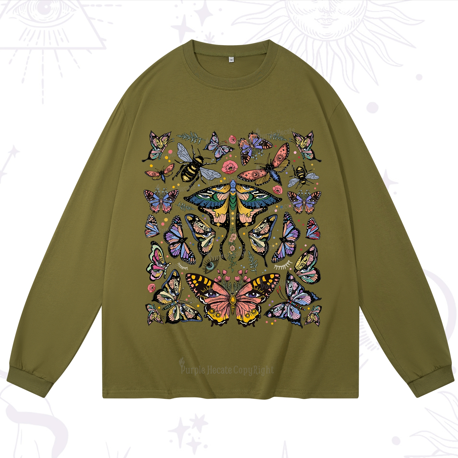 Purplehecate Mystical Butterfly & Moth Long Sleeve T-Shirt