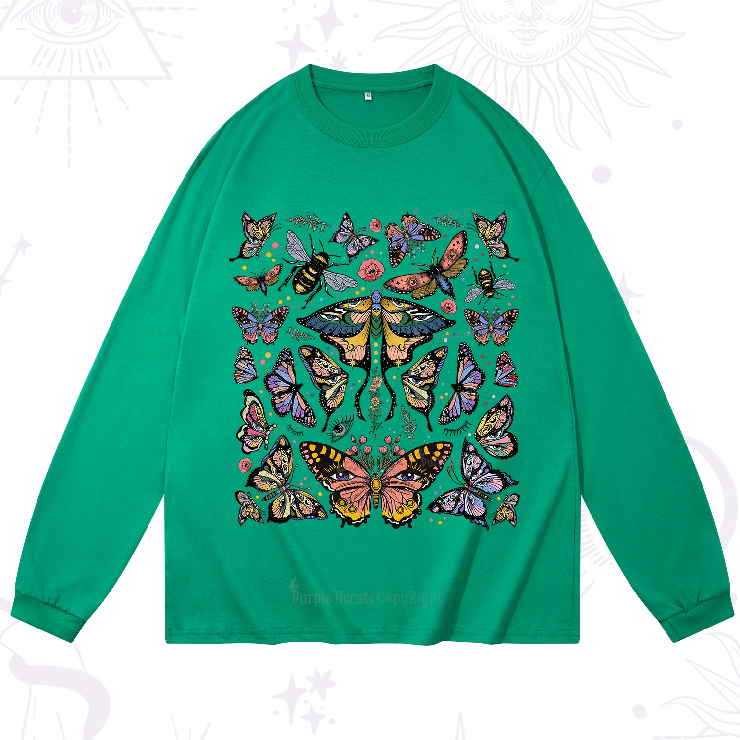 Purplehecate Mystical Butterfly & Moth Long Sleeve T-Shirt