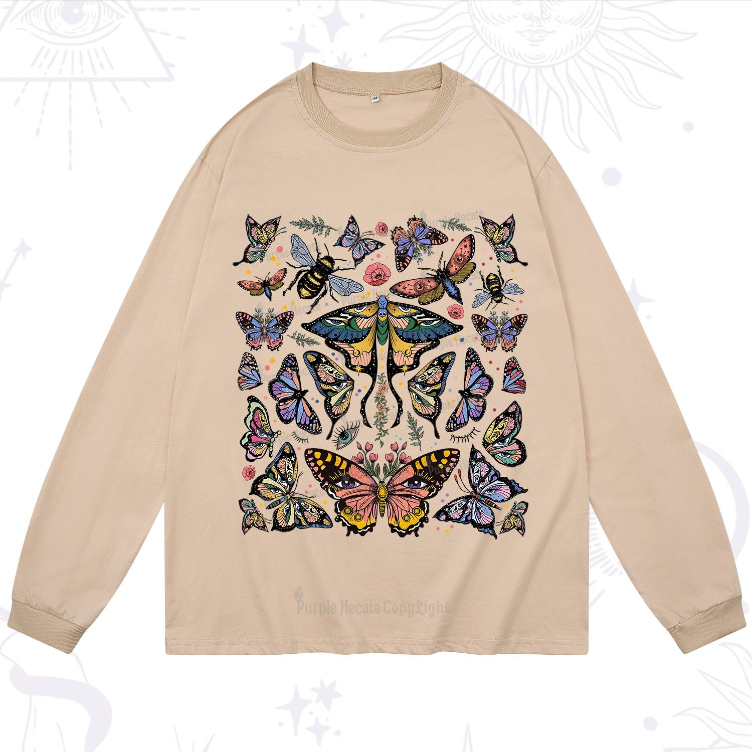 Purplehecate Mystical Butterfly & Moth Long Sleeve T-Shirt