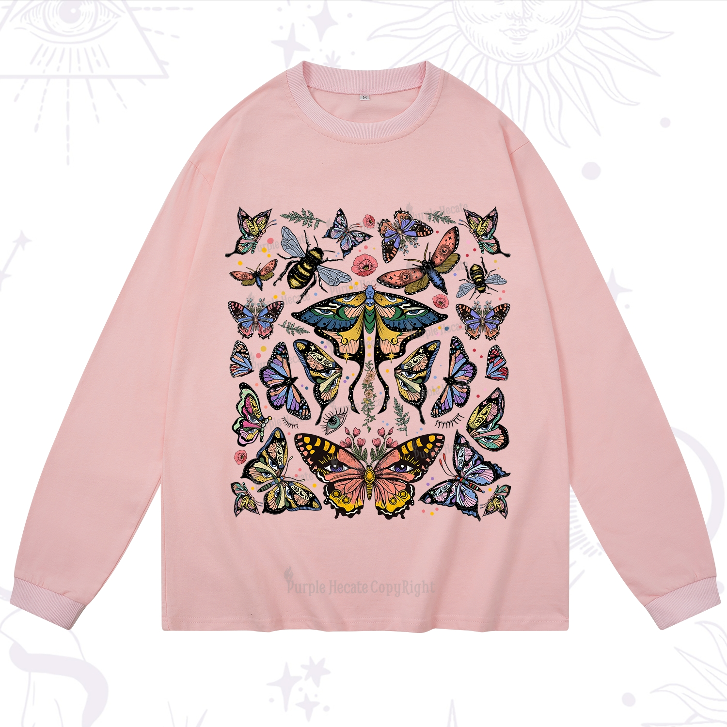 Purplehecate Mystical Butterfly & Moth Long Sleeve T-Shirt