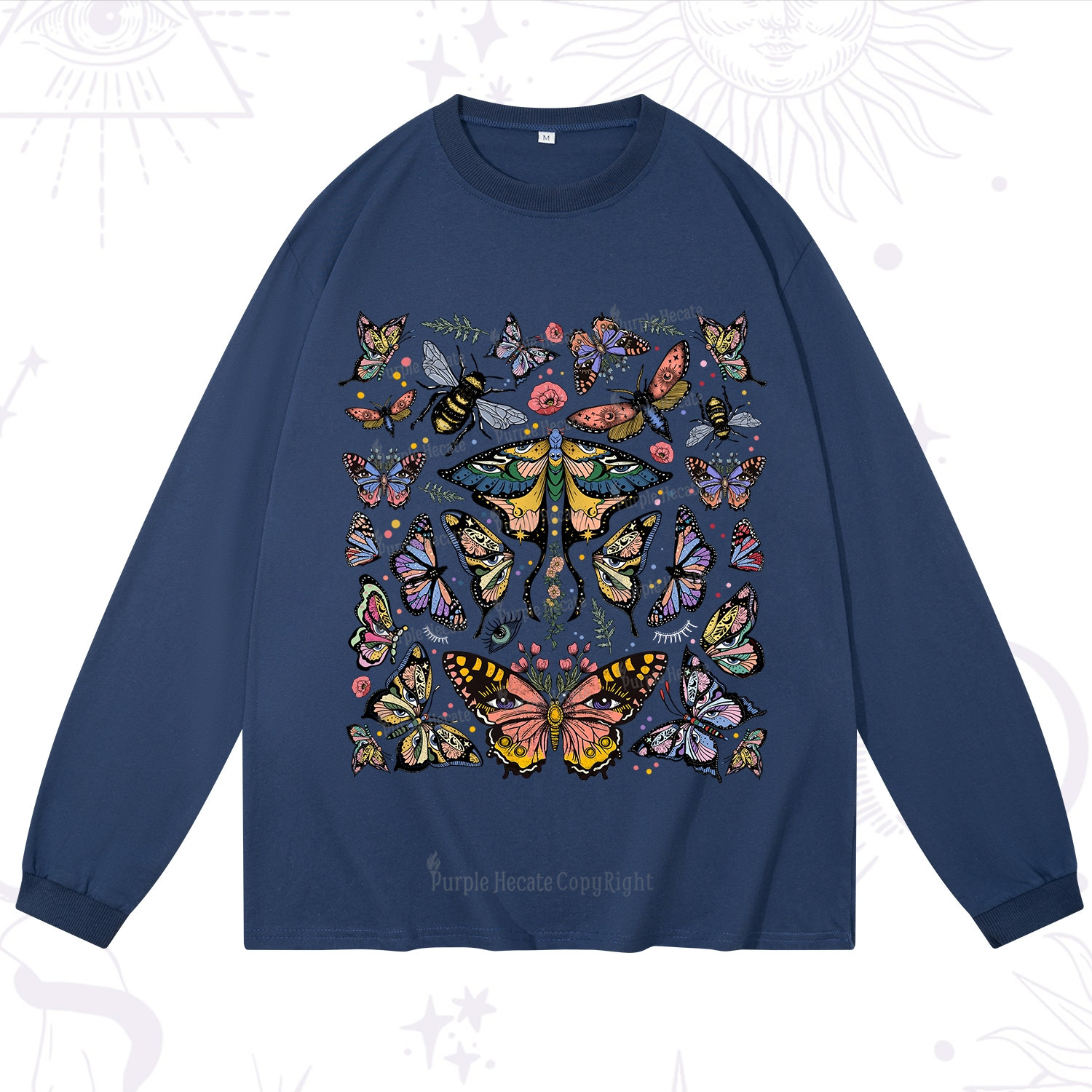 Purplehecate Mystical Butterfly & Moth Long Sleeve T-Shirt
