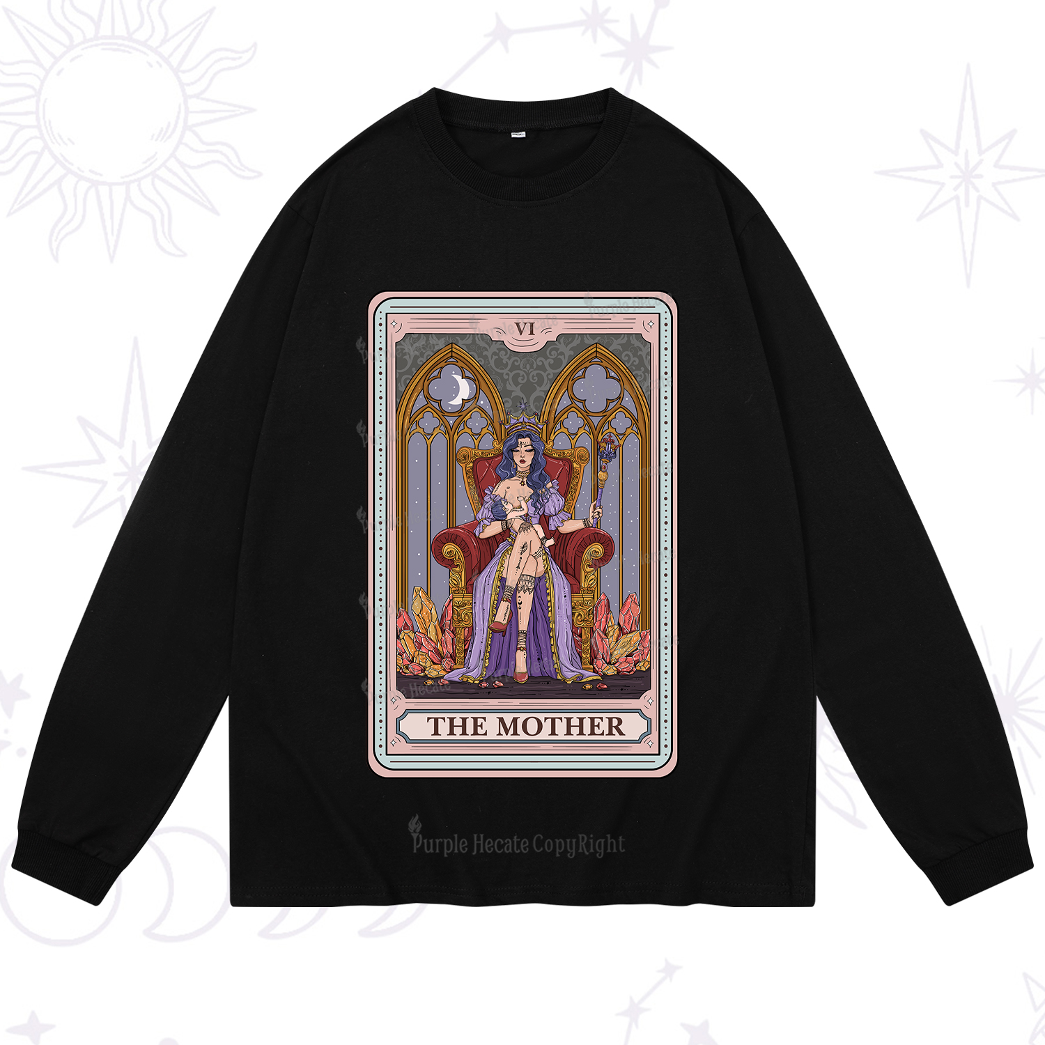 Purplehecate The Mother Tarot Card Long Sleeve T-Shirt