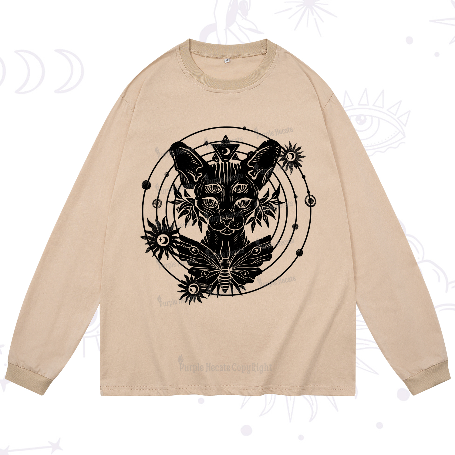 Purplehecate Mystic Sphynx Cat Lover Long Sleeve T-Shirt