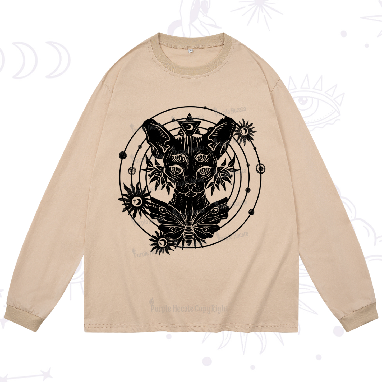 Purplehecate Mystic Sphynx Cat Lover Long Sleeve T-Shirt