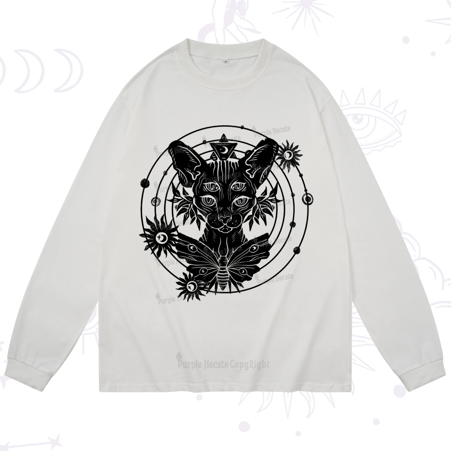 Purplehecate Mystic Sphynx Cat Lover Long Sleeve T-Shirt