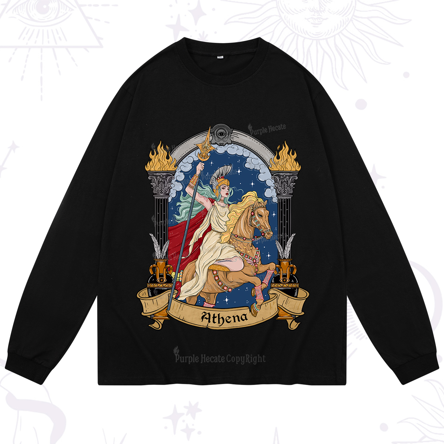 Purplehecate The Mighty Goddess Athena Long Sleeve T-Shirt