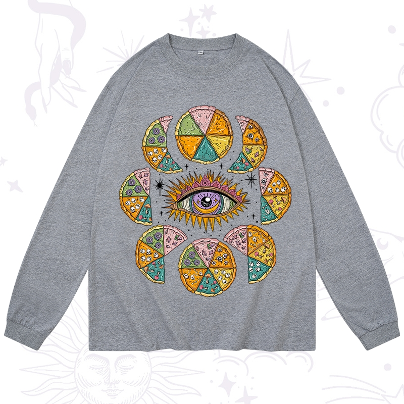 Purplehecate Moon Phase Pizza Long Sleeve T-Shirt