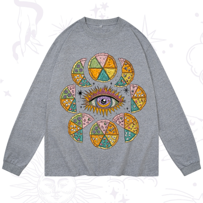 Purplehecate Moon Phase Pizza Long Sleeve T-Shirt