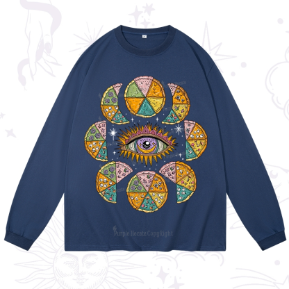 Purplehecate Moon Phase Pizza Long Sleeve T-Shirt