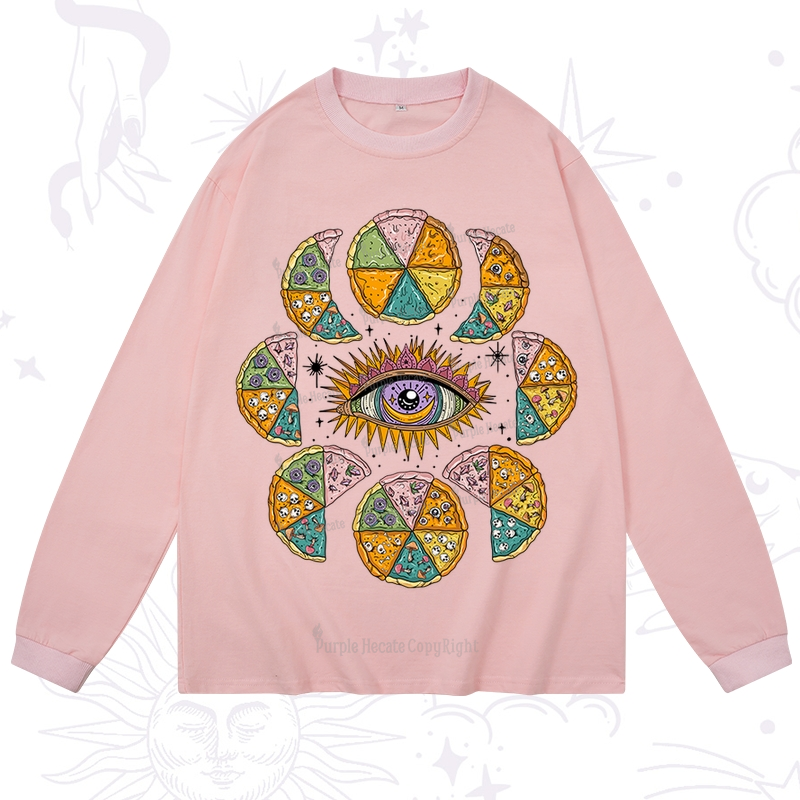 Purplehecate Moon Phase Pizza Long Sleeve T-Shirt