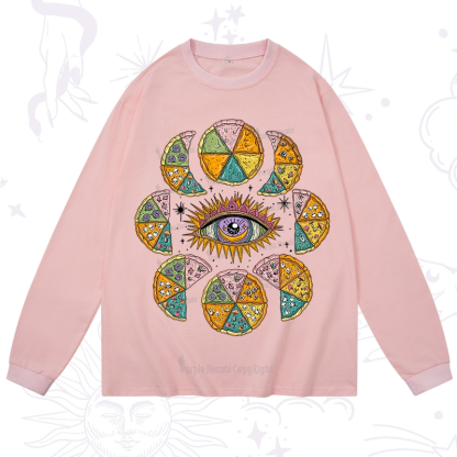 Purplehecate Moon Phase Pizza Long Sleeve T-Shirt