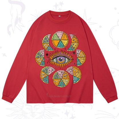 Purplehecate Moon Phase Pizza Long Sleeve T-Shirt
