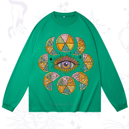 Purplehecate Moon Phase Pizza Long Sleeve T-Shirt