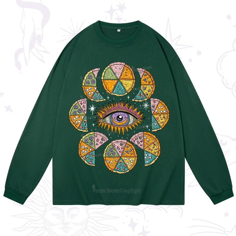 Purplehecate Moon Phase Pizza Long Sleeve T-Shirt