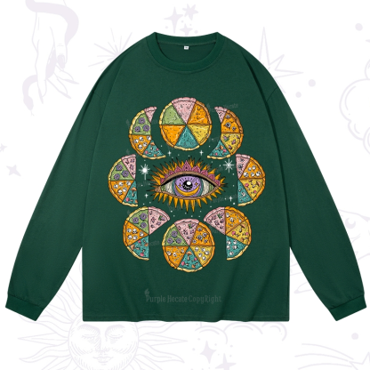 Purplehecate Moon Phase Pizza Long Sleeve T-Shirt
