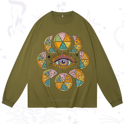 Purplehecate Moon Phase Pizza Long Sleeve T-Shirt