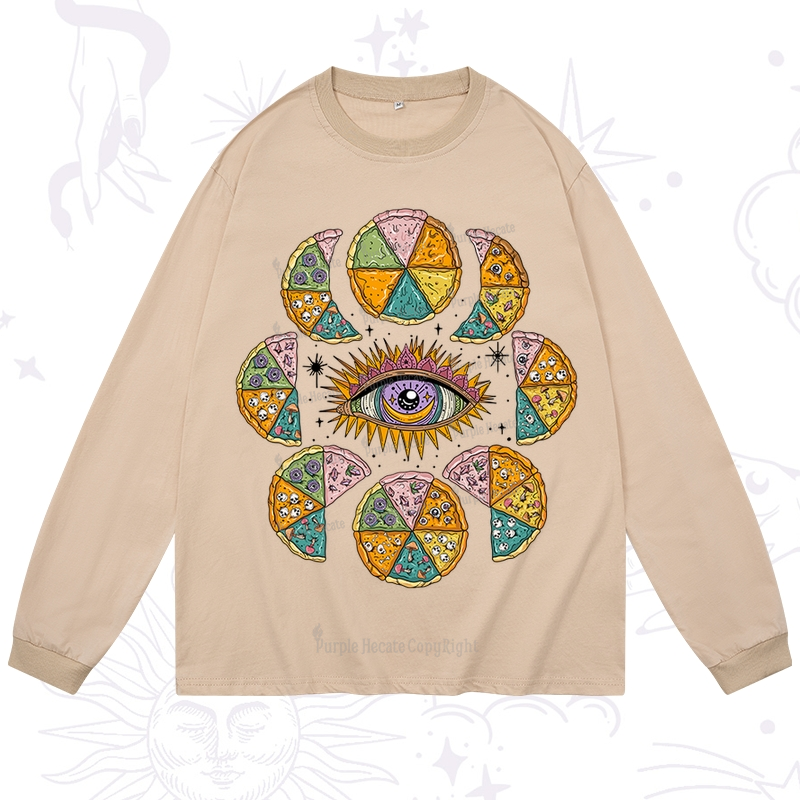 Purplehecate Moon Phase Pizza Long Sleeve T-Shirt