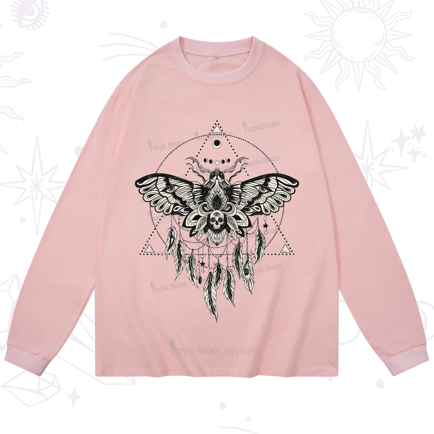 Purplehecate Mystical Luna Moth Long Sleeve T-Shirt