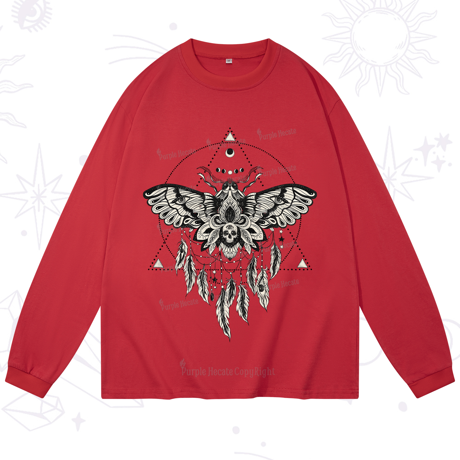 Purplehecate Mystical Luna Moth Long Sleeve T-Shirt