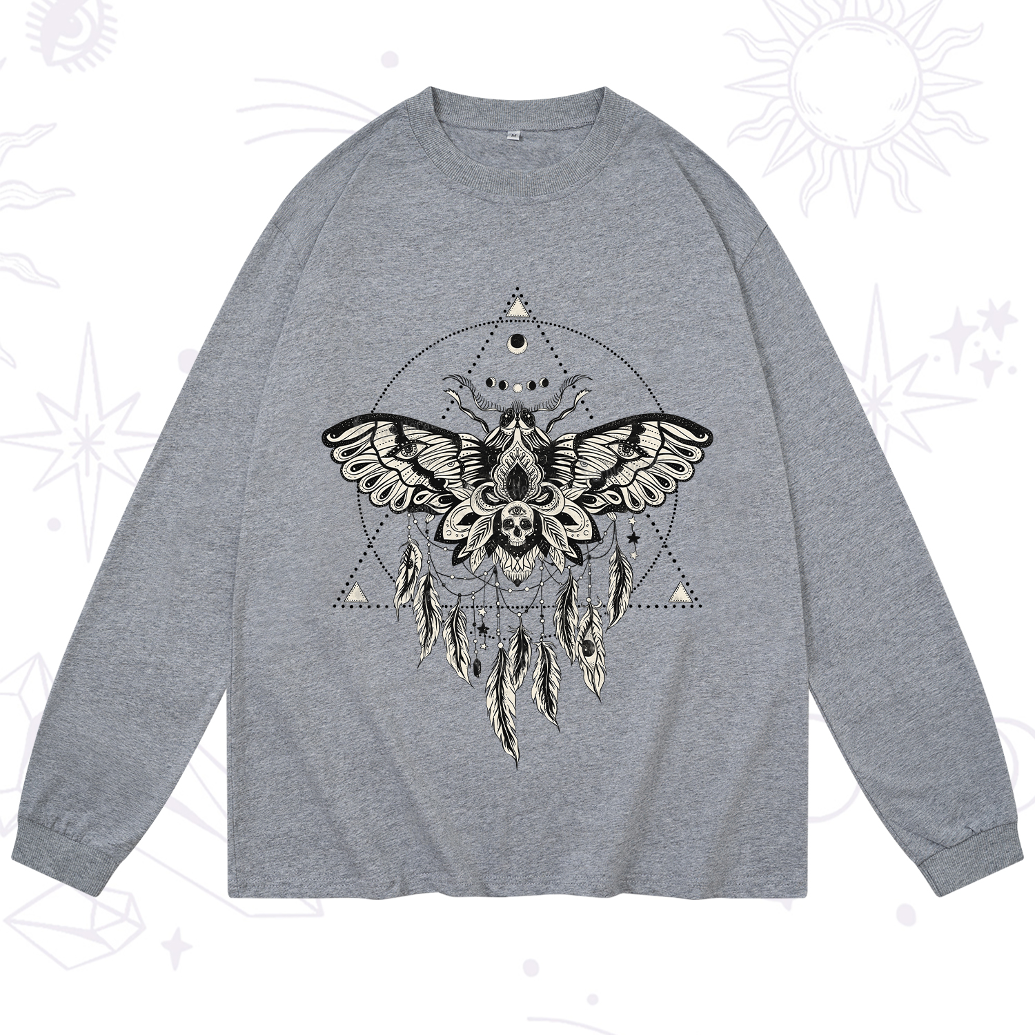 Purplehecate Mystical Luna Moth Long Sleeve T-Shirt