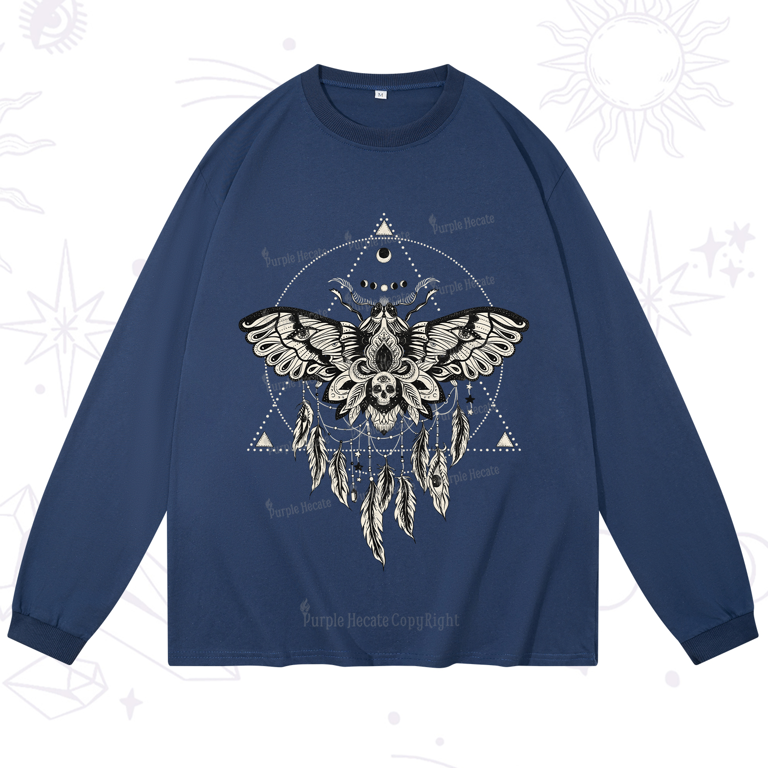 Purplehecate Mystical Luna Moth Long Sleeve T-Shirt