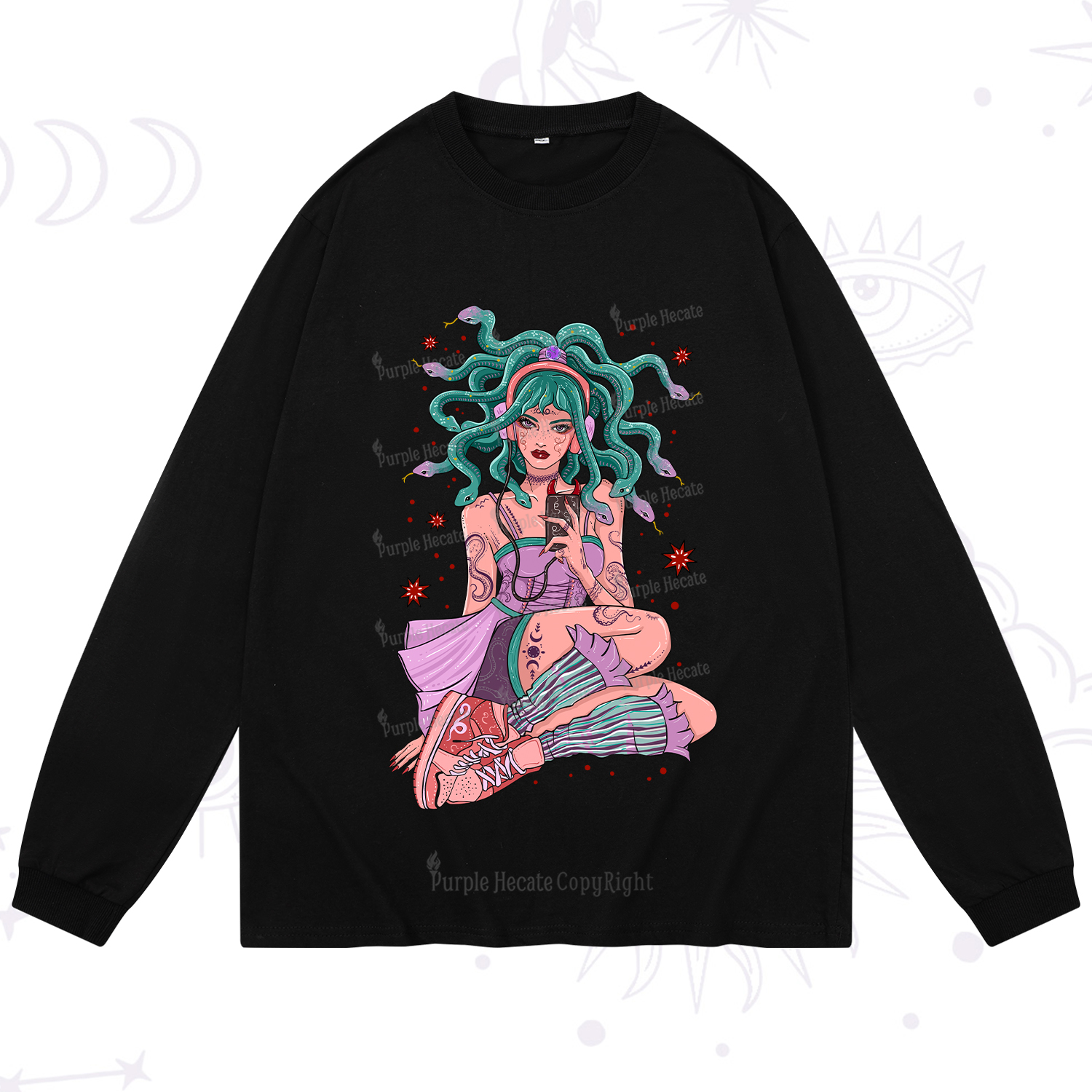 Purplehecate Gorgon Medusa Long Sleeve T-Shirt