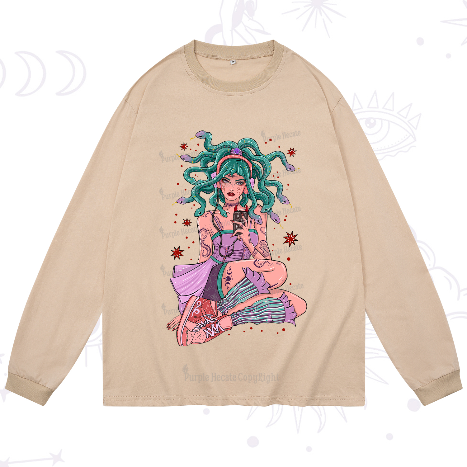 Purplehecate Gorgon Medusa Long Sleeve T-Shirt